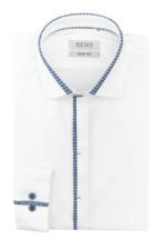 BELA SRAJCA Z MODRIM ČRTASTIM VSTAVKOM SENS SLIM FIT